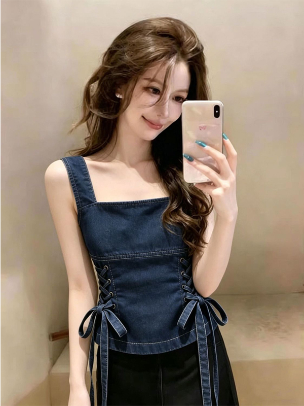 Street Fashion Vest - Женский джинсовый жилет синего цвета, модный