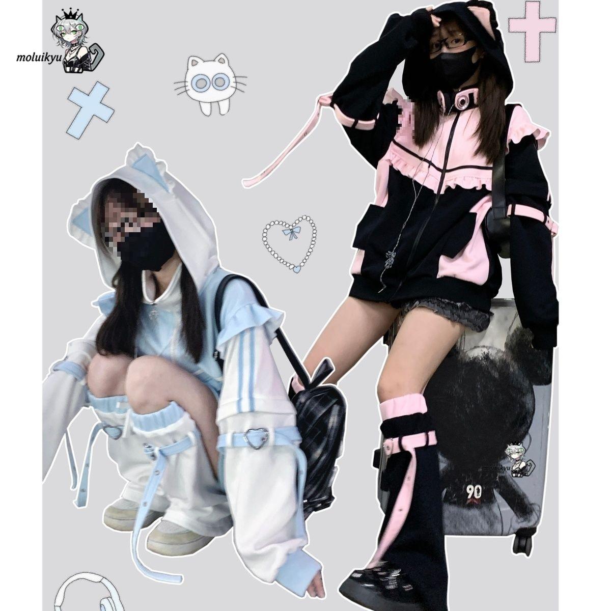 Худи с кошачьими ушками в стил – обзор и цена Street Fashion Harajuku